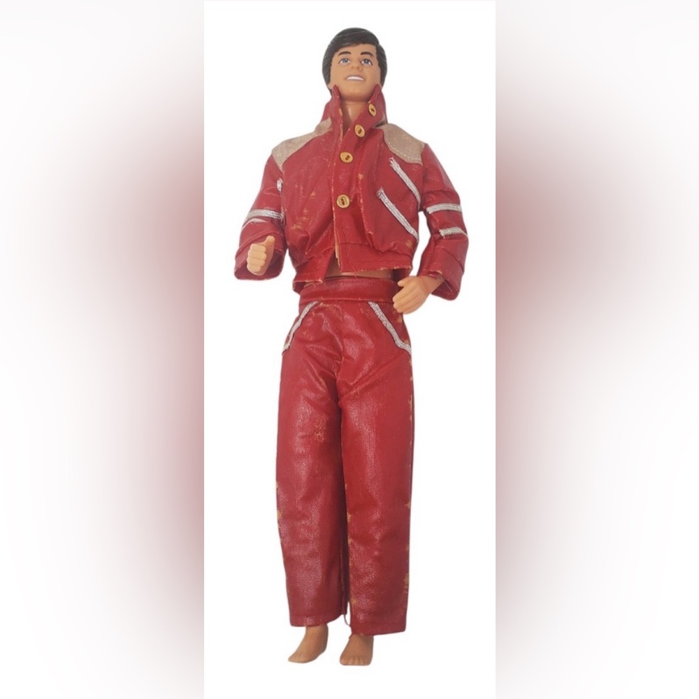BARBIE - VINTAGE KEN 1968 IN MICHAEL JACKSON’S CLASSIC RED LEATHER OUTFIT 1983